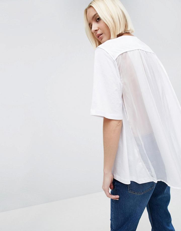 Asos White Tulle Cape Back T-shirt - White