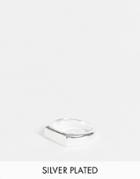 Asos Design Signet Ring With Angled Edge In Real Silver Plate