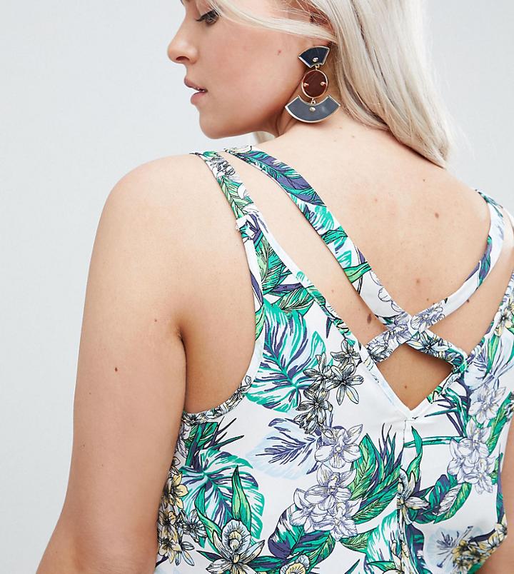 River Island Plus Floral Print Cami Top - Cream