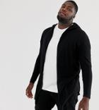 Asos Design Plus Knitted Hooded Cardigan With Curved Hem In Black