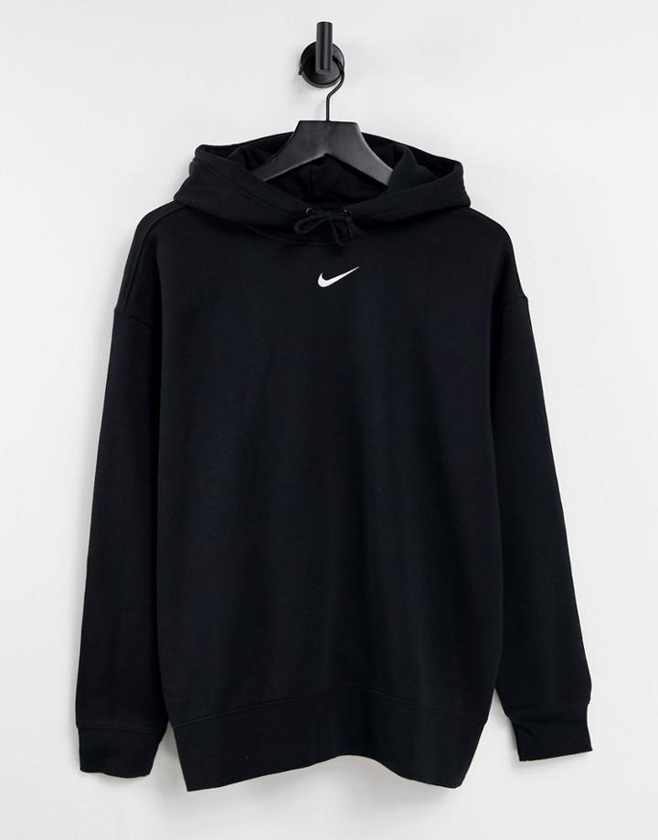 Nike Mini Swoosh Oversized Hoodie In Black-grey