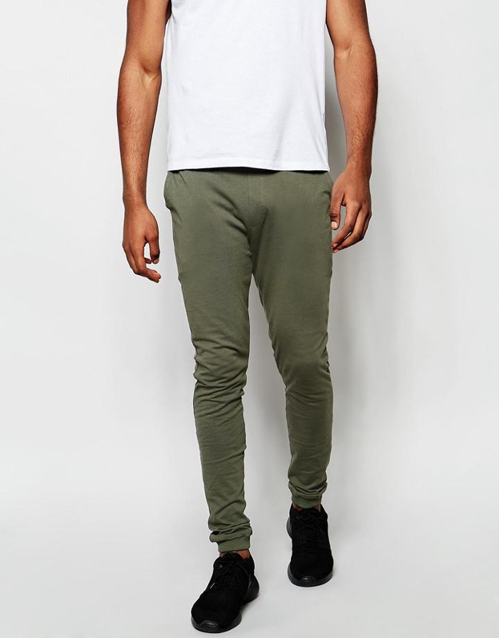 Asos Super Skinny Joggers In Dark Khaki - Forest Night