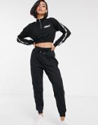Asos Design Tracksuit Sweat With Half Zip / Jogger With Printed Tape - Black