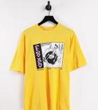 Collusion Pique Vacay Skeleton Oversized T-shirt In Yellow