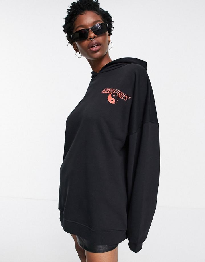 Topshop Unity Oversized Hoodie In Black