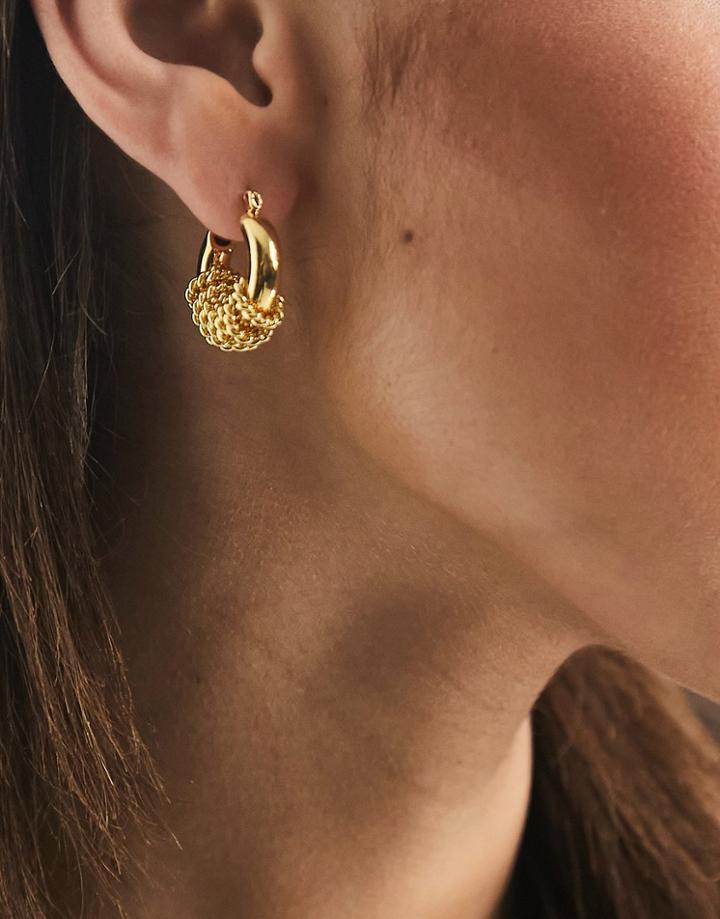 Whistles Mini Hoop Earrings With Ring Detail In Gold