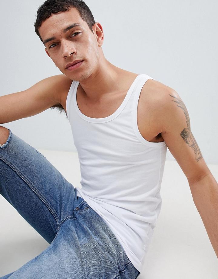 Solid Racer Tank In White - White