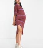 Topshop Maternity Tie Dye T-shirt Dress In Chocolate-brown