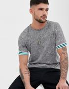 Asos Design Relaxed T-shirt In Interest Rib With Contrast Tipping In Gray - Gray