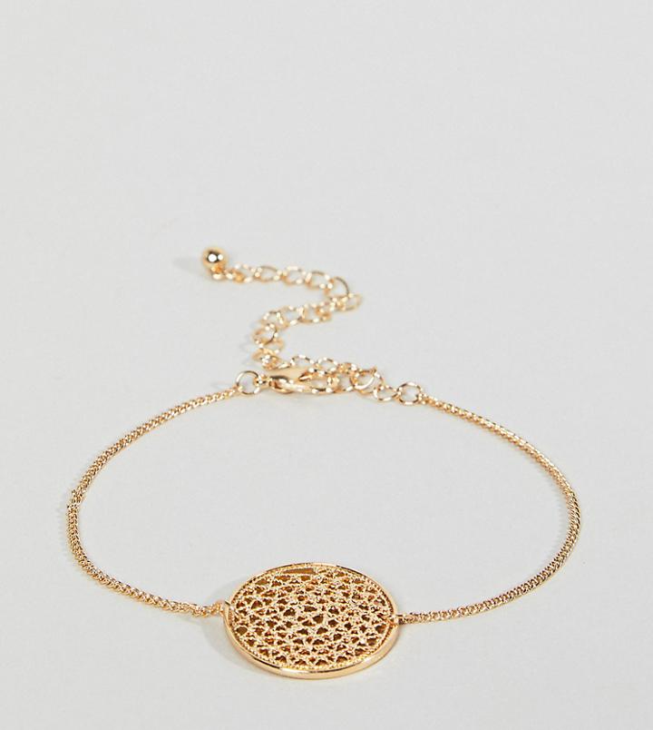 Asos Curve Filigree Disc Charm Bracelet - Gold