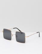 Asos Square Sunglasses In Gold With Smoke Lens - Gold