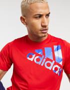 Adidas Training Logo T-shirt In Red