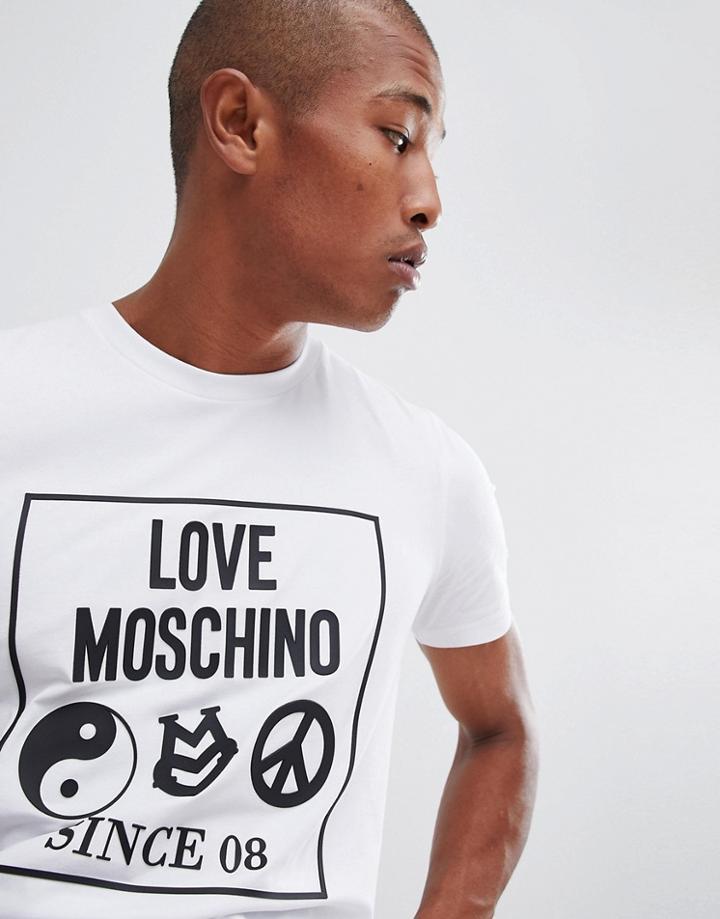 Love Moschino T-shirt With Box Logo In White - White
