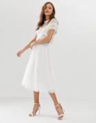 Needle & Thread Dotted Tulle Midaxi Skirt In Ivory - White