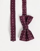 French Connection Dotted Bow Tie In Burgundy-red