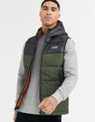 Jack & Jones Core Padded Vest With Mountain Shoulder Details In Green