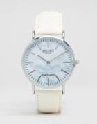 Reclaimed Vintage Inspired Marble Leather Watch In White - White