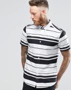 Asos Striped Shirt In Monochrome In Regular Fit - White