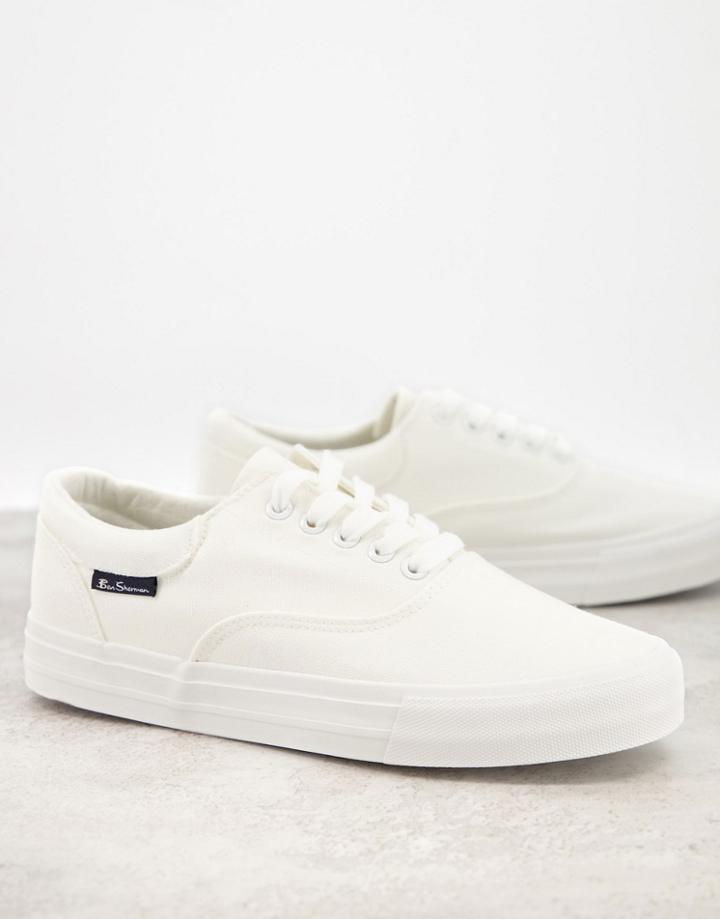 Ben Sherman Lace Up Canvas Sneakers In White