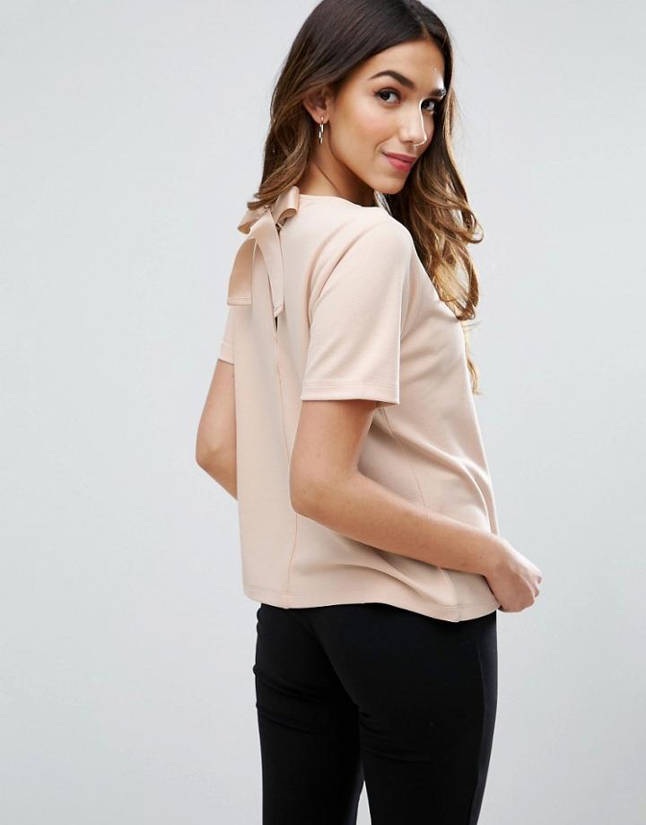 Asos Top In Ponte With Bow Back - Pink