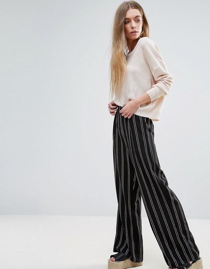 Brave Soul Long Stripe Pants - Black