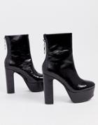 Asos Design Embers Platform Ankle Boots In Black Patent