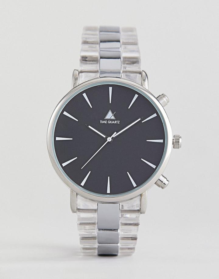 Asos Clear Plastic Bracelet Watch With Contrast Dial - White