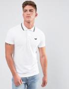 Hollister Polo Tipped Pique Icon Logo Slim Fit In White - White