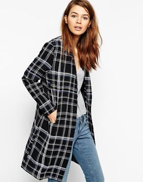 Asos Longline Blazer With Skinny Lapel In Check - Check