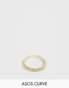 Asos Design Curve Ring With Texture In Gold Tone - Gold