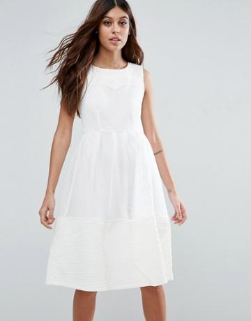 Zibi London Textured Scuba Midi Dress - White