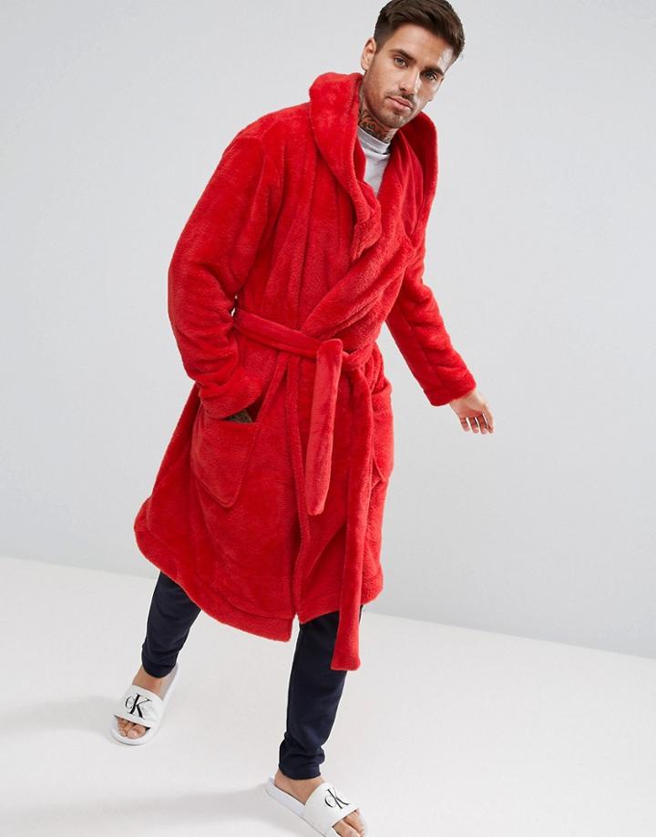 Asos Basic Fleece Robe - Red