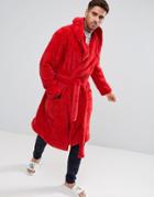Asos Basic Fleece Robe - Red