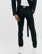 Asos Design Skinny Suit Pants In Tonal Stripe - Black