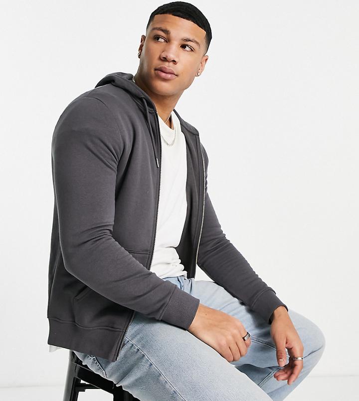 New Look Zip Through Hoodie In Grey-gray