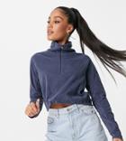 Columbia Glacial Cropped 1/4 Zip Fleece In Navy Exclusive To Asos