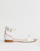 Ted Baker White Leather Bow Detail Flat Sandals - White