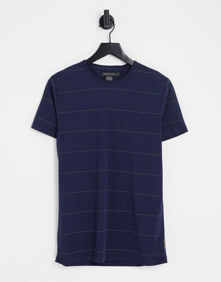 French Connection Thin Stripe T-shirt In Navy