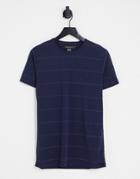French Connection Thin Stripe T-shirt In Navy