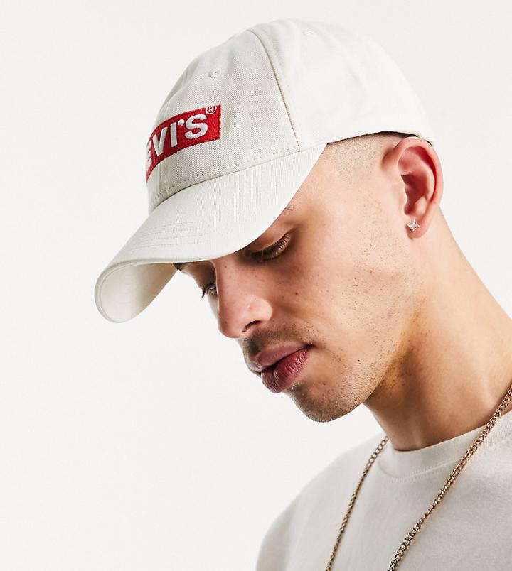Levi's Cap In Cream With Box Tab Logo Exclusive To Asos-white
