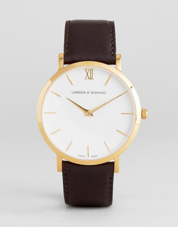 Larsson & Jennings Lgn40 Lugano & Norse Sloane Leather Watch In Brown - Brown