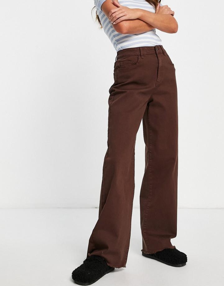 Object Wide Leg Jeans In Chocolate Brown
