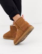 Ugg Mini Classic Boot With Neon Logo Taping In Chestnut And Coral