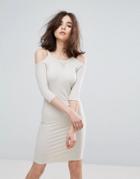 Nytt Cold Shoulder Bodycon Dress - Cream