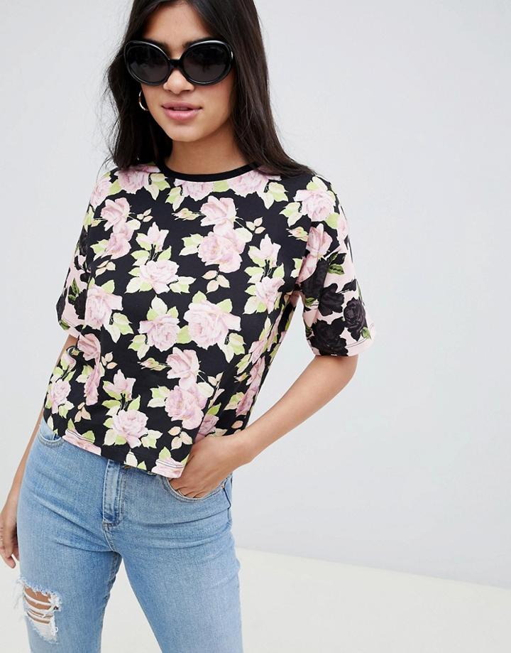 Asos Design T-shirt In Mixed Floral Print - Multi
