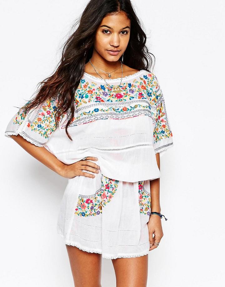 Star Mela Pabla Embroidered Dress In Rainbow Floral