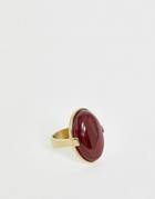 Dyrberg Kern Gold Ring With Matte Red Stone - Red