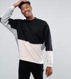 Asos Tall Oversized Sweatshirt With Color Blocking - Black