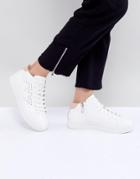 Emporio Armani Punch Hole Eagle Logo High Top Lace Up Sneaker - White