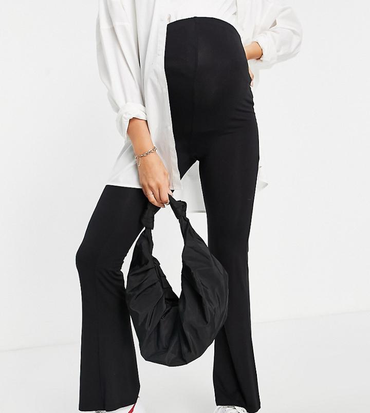 Asos Design Maternity Over The Bump Kick Flare Pant In Black